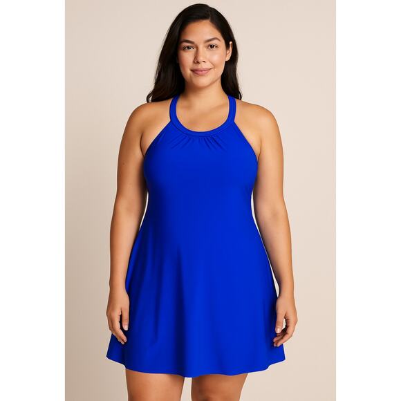 Lands’ End Women’s Blue Swim Dress Size 14 – LYCRA Xtra Life Fabric NWT - Picture 1 of 12